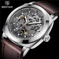 在飛比找蝦皮購物優惠-Benyar 男士手錶鏤空自動機械男時鐘豪華運動軍事男士手錶