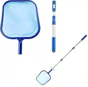 Professional Pool Skimmer Net, Heavy Duty Swimming Pool Leaf Cleaning Net with Telescopic Pole, 3 Section Pole, Adjustable Swimming Pool Cleaning Leaf Skim Net, Skimmer Mesh Rake Net for Pools