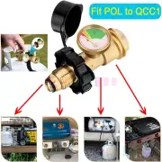 Propane Tank Adapter Fit Pol to Qcc1 Connects Gas Level Meter BBQ w/Gauge Brass