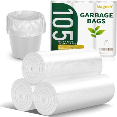 Magesh 4 Gallon Trash Bag Strong, Leakage-Free, 1 Count (Pack of 105), Clear