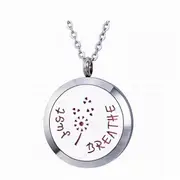 NEW Just Breathe Floral (Dandelion) Aromatherapy Essential Oil Diffuser Necklace - Silver 30mm