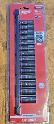 Milwaukee 14pc 1/4" drive Deep Impact Socket Set w/ Rail 4 to 15mm #49-66-7003