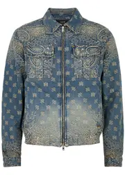 Amiri Bandana-jacquard Denim Jacket - Blue - L L