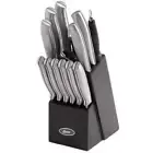 Oster Edgefield 14 Piece Stainless Steel Cutlery Knife Set with Black Knife Bloc