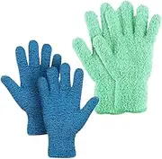 iDopick 2 Pairs Microfiber Gloves for Plant Dusting, Reusable, Washable Mittens Dusting Gloves for House Cleaning Shutters Windows Outside Plants House Cars