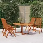 Rustic Garden Dining Set 5 Pcs Wooden Dinner Table And Foldable Reclining Chairs