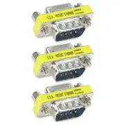 3 Pcs DB9 9-Pin D-SUB RS-232 Male to Female Serial Adapter Mini Port Saver Gold