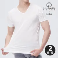 在飛比找PChome24h購物優惠-【棉花共和國】Silku輕引力涼感V領短袖衫-2件組(吸濕排