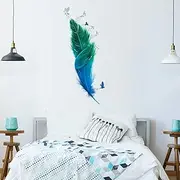 AnFigure Blue Feathers Dove Bird Wall Decals for Living Room Bedroom Bathroom Wall Stickers Tv Furniture Family Hallway Wall Decals Furniture Window Wall Stickers Peel and Stick Home Wall Decor