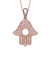 Genevive 18K Rose Gold Vermeil CZ Love Pendant