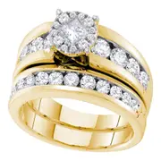 14k Yellow Gold Princess Diamond Bridal Wedding Ring Set 1-3/4 Cttw