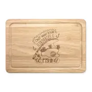 Cast Away Your Troubles Go Fishing Rectangular Wooden Chopping Board - Funny