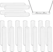 [BENECREAT] 32Pcs Metal Stamping Blank Tag, Silver Rectangle Stamping Charms with 2 Holes, Brass Tag Chain Connecters Chain Links for Jewelry Engraving, DIY Craft Findings