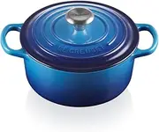 [Le Creuset] Signature Enamelled Cast Iron Round Casserole Dish With Lid, 20 cm, 2.4 Litre, Azure, 21177182202430