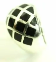 Classy Ladies 19 Stone Black Onyx Inlaid Dome Ring Sterling Silver Size 7