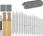 Anlayliay 22 PCS Sketch Drawing Tools, 16 Blending Stumps Set with 2 Sandpaper Pencil Sharpeners, 1 Pencil Extension Tool