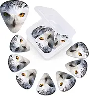 Snowy Owl Eyes 12 Pcs Guitar Picks 3 Different Thickness Personalized Guitar Plectrums With Storage Box Guitar Accessories For Bass Electric Guitar Acoustic Guitar Lovers