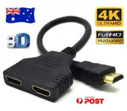 1 In 2 Out HDMI Splitter Amplifier Duplicator Full HD 1080P 3D V1.4 DVD HDTV AU