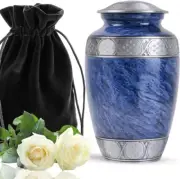 YATSKIA Blue Metal Urn for Ashes Mom & Dad - Cremation Large,