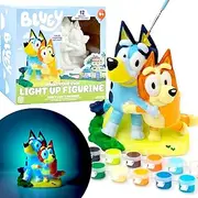 BLUEY Paint Your Own Light-Up Figurine, Bluey & Bingo Night Light, Paint Your Own Color-Changing LED Night Light for Kids, Great Bluey Gift Idea for Boys and Girls Ages 3, 4, 5, 6, Multicolor