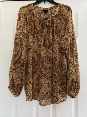 Womens Torrid Size 2 Crinkle Chiffon Raglan Tie Front Blouse Fall NWT