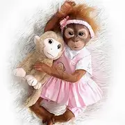 Reborn Baby Monkey Realistic Soft Silicone Vinyl Real Handmade Reborn Baby Doll Monkey Lifelike Soft Vinyl Baby Cute Newborn Dolls Girls 21 Inch