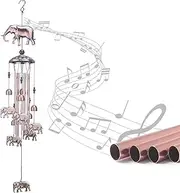 35.4 Inch Iron Wind Chime with Copper Elephant, Decorative Outdoor Windchime for Garden
