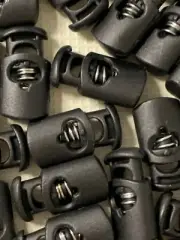 25 Black Plastic Cord Lock End Spring Stop Toggle Stoppers