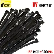 300 PCS INDUSTRIAL 18" BLACK WIRE CABLE ZIP TIES NYLON TIE WRAPS WHOLESALE