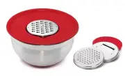 STAINLESS STEEL BOWL SET WITH LIDS AND GRATERS - 3 SIZES, NESTED