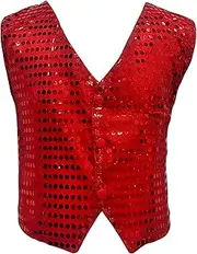 [ZUYPSK] Boys Sequin Vest Glitter Suit Kids Unisex Short Jacket Jazz Dance Festive Hip Hop Party Wedding Suit Vest Performance