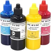 100ML X 4 Color Waterproof Pigment Ink Refill, Compatible with Epson WF-3720 WF-3725 WF-4720 WF-4725 WF-4730 WF-4740 WF-3721 T34 T35 Printer
