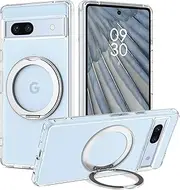 [BENTOBEN] Google Pixel 7a Case, Slim Transparent Phone Cases with Magnetic Ring Holder, 360° Rotatable Stand Anti-Yellowing Shockproof Drop-Safe Full-Body Protective Cover for Google Pixel 7a, Clear