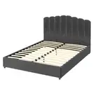 Artiss Bed Frame Double Size Velvet Grey Fion fabric,plastic,plywood Double Bed