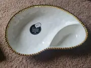 Pampa Bay Titanium Plated Porcelain 2 Section Serving Plate Gold/white Tone