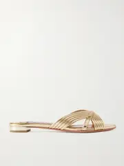 [Aquazzura] Aquazzura - Sundance Faux Leather Slides - Gold - IT36.5 IT 36.5 Gold