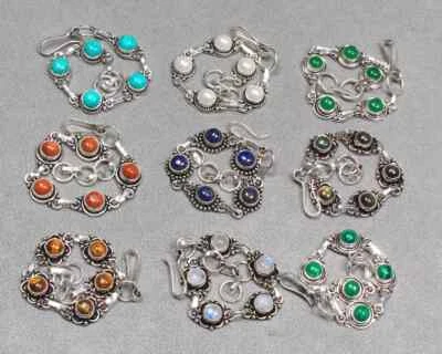 Multi Color Gemstone Bracelets, Assorted Crystal Handmade Link Bracelet Jewelry~