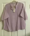 NWT $148 Eileen Fisher Mallow Organic Cotton Lofty Gauze Stand Collar Top M L XL