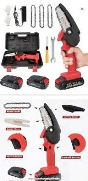 Mini Chainsaw Cordless Power Electric-Chain-Saws - 4 Inch Battery Power Chainsaw