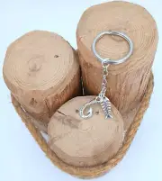 Key Chain Fish Hook and Bones Skeleton Beach Metal Key Ring 312-320-KC