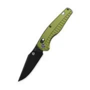 QSP Reptile Folding Knife OD Green Alum Handle 14C28N Clip Point Plain QS165-B2