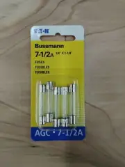 Bussmann Buss Fuses BP/AGC-7-1/2-RP 7.5 Amp AGC Glass Fuse Mini Automotive