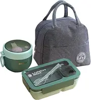 Bento Box for Adults, Lunch Boxes Set with Bag, Utensils, Oats Container Durable Leakproof Bento Lunch Box with Fork & Spoon, Food Storage Box for Men Women Student School Office