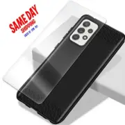 Tempered Glass Screen Protector Carbon Fiber Case f Samsung Galaxy A52 5G A526U