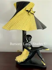 PLASTIC RIBBON LEMON & BLACK LAMPSHADE for BARSONY BALLERINA LADY LAMP