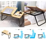 Adjustable Laptop Table Foldable Bed Desk Portable Computer Study Table Cup Slot