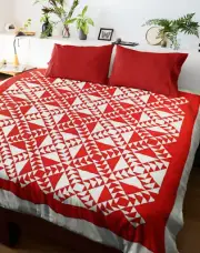 Patchwork Red & White Wild Goose Chase FINISHED QUILT