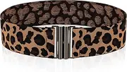 [Amabro] Women Stretch Waist Belts, Skinny Elastic Wide Waistband Leopard Print Retro Dress Tuck Belt, Interlock Buckle