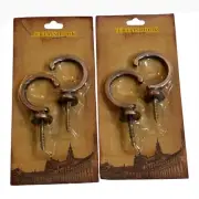 Curtain Hooks Holdbacks Drapery Tiebacks Wall Mounted Brown Metal 2 Pack