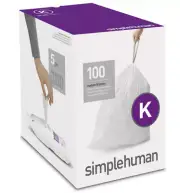 simplehuman 100 Bin Liners K Code 35-45L Drawstring Bag Dispenser Packs